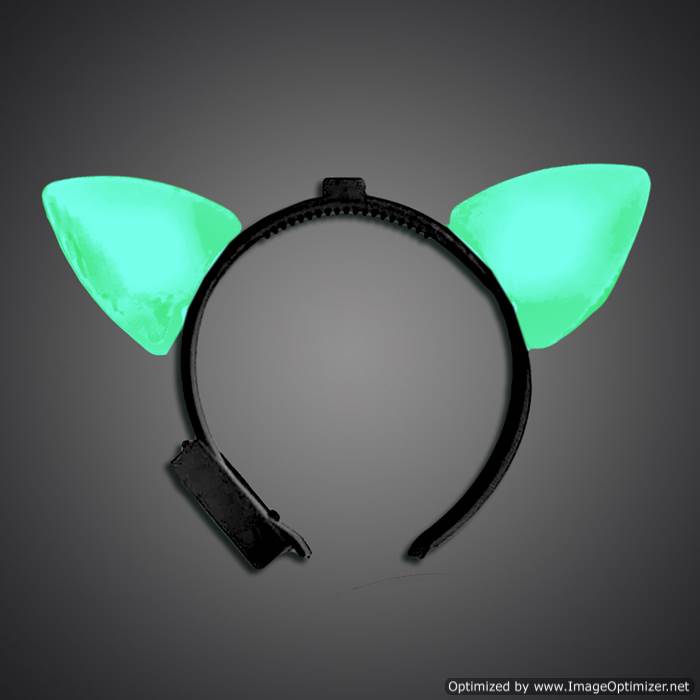 Green Lighted Cat Ears green cat ears, cat, headwear, boppers, led headband, edm, edc, cosplay, costume, rave, festival, burning man