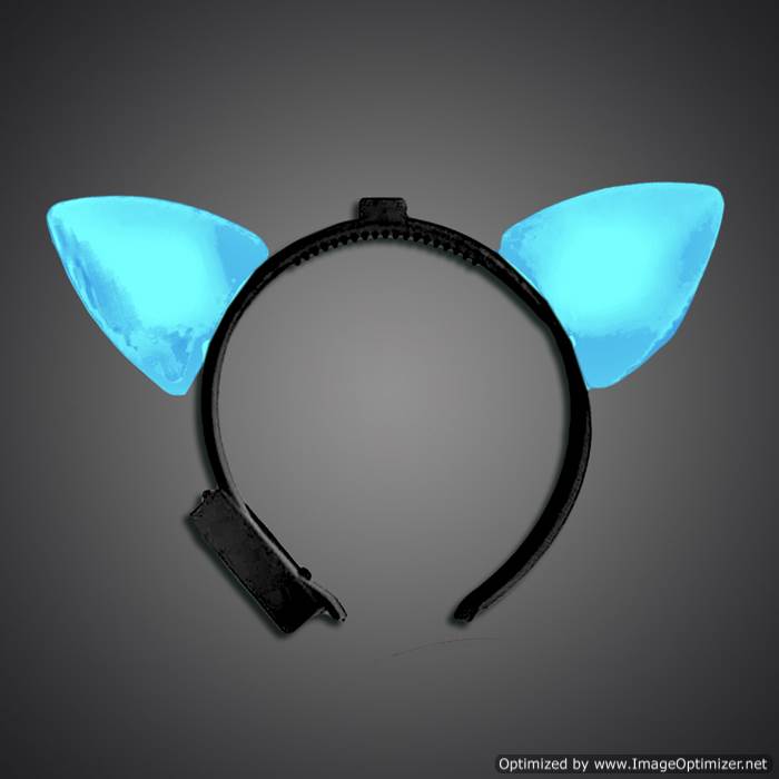Blue Lighted Cat Ears blue cat ears, cat, headwear, boppers, led headband, edm, edc, cosplay, costume, rave, festival, burning man