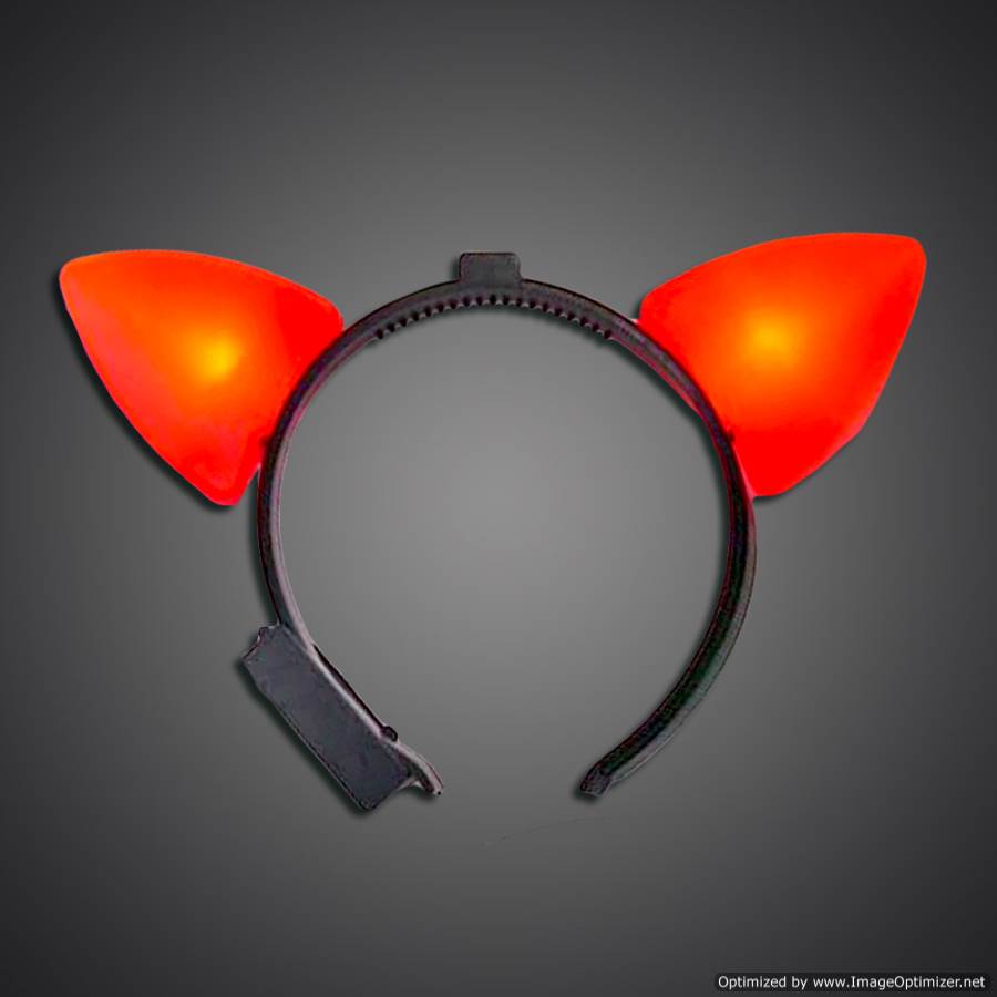 Red Lighted Cat Ears red cat ears, cat, headwear, boppers, led headband, edm, edc, cosplay, costume, rave, festival, burning man