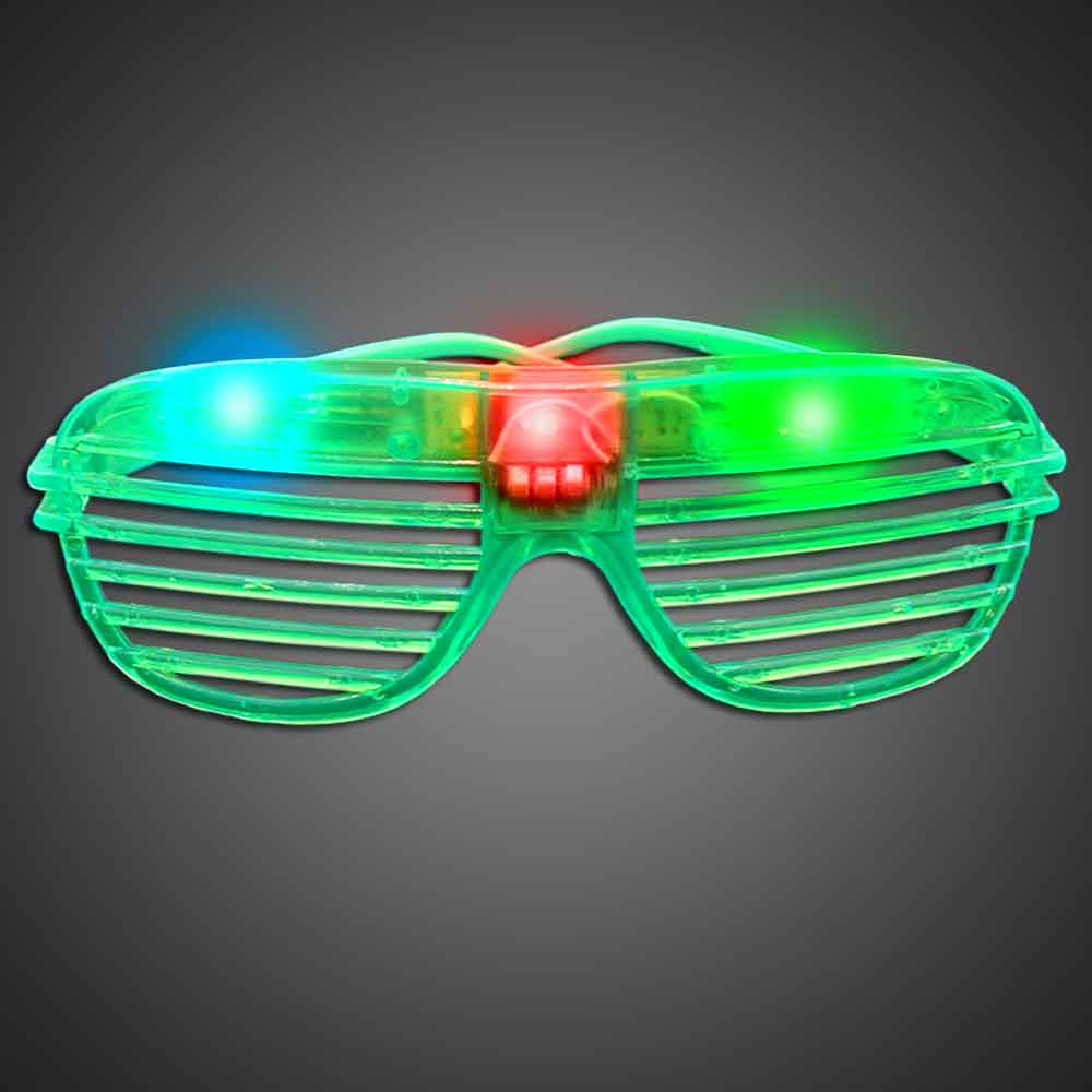 Party Sunglasses - Green green, blue, red, purple, cheap, inexpensive, give aways, kids, party, lighted sunglasses, light up sunglasses, shutter shades, flashing sunglasses, rock star sunglasses, kanye glasses