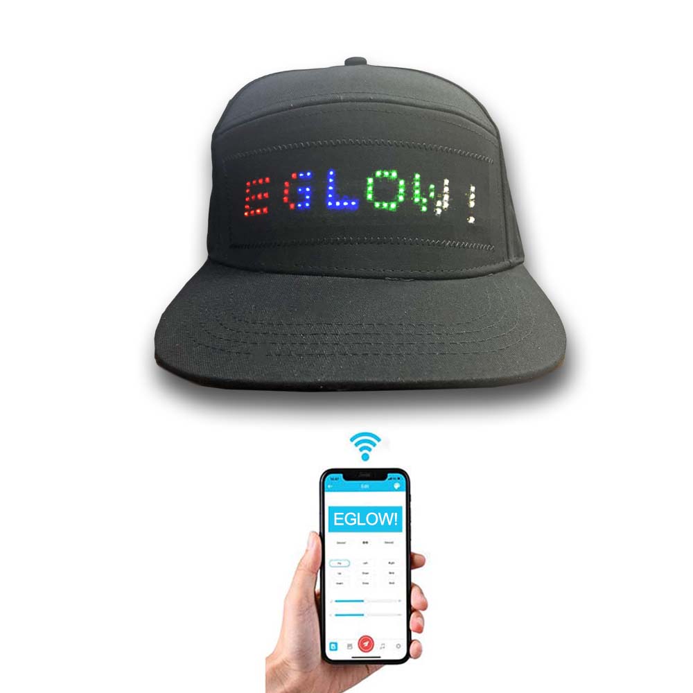 LED App Controlled Programmable Hat with USB Charger