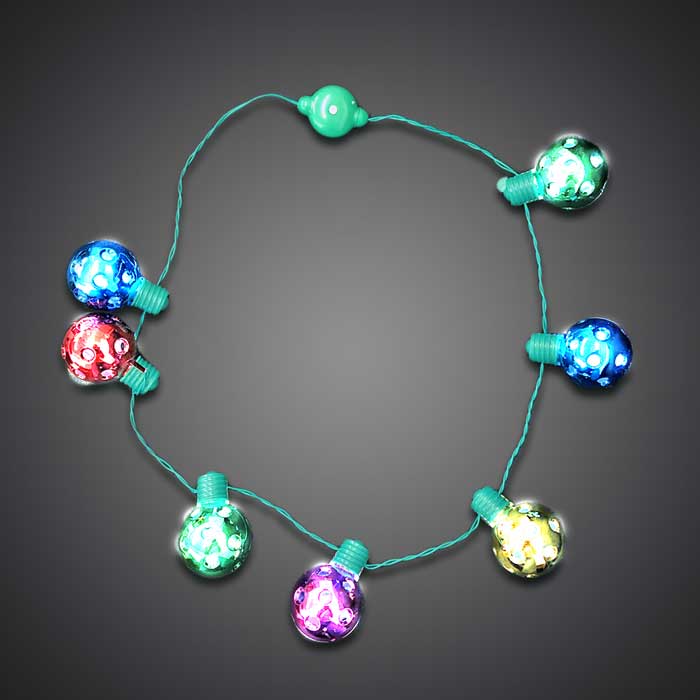LED Christmas Ball Necklace Christmas, bulb, flashing LED necklace, light up necklace, LED necklace, battery-operated necklace, necklace, charain, vend, party, edc, edm, rave, festival, burning man, mardi gras, throw, halloween