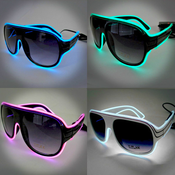 Aviator-Style EL Wire Sunglasses