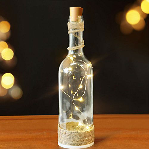Copper Cork Wire Wine Bottle Night Lamp Portable LED String Lights W7W4 